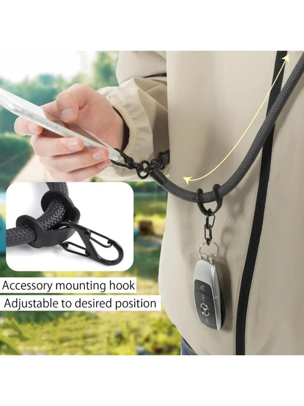 Adjustable Thick Rope Phone Lanyard Strap Crossbody Sling 49in-65in for
